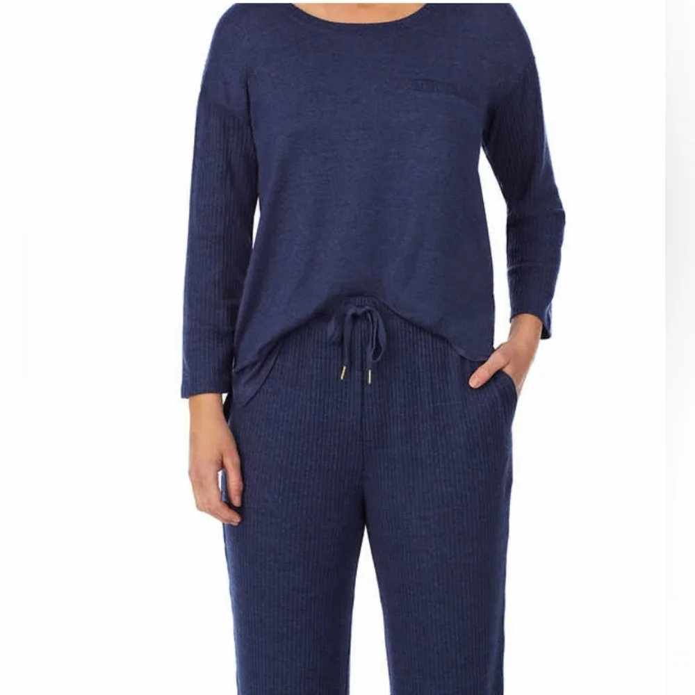New Midnight Carole Hochman Cozy SuperSoft Pockets Ribbed 2-piece Lounge - Picture 4 of 4